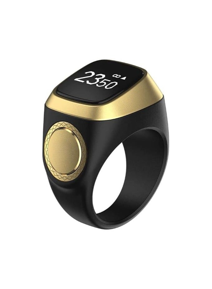 Smart Tasbih Zikr lite Ring, Muslim Prayer, Prayer timing reminder, OLED display Tasbih Counter, Smart Ring, Waterproof- Black 22mm.
