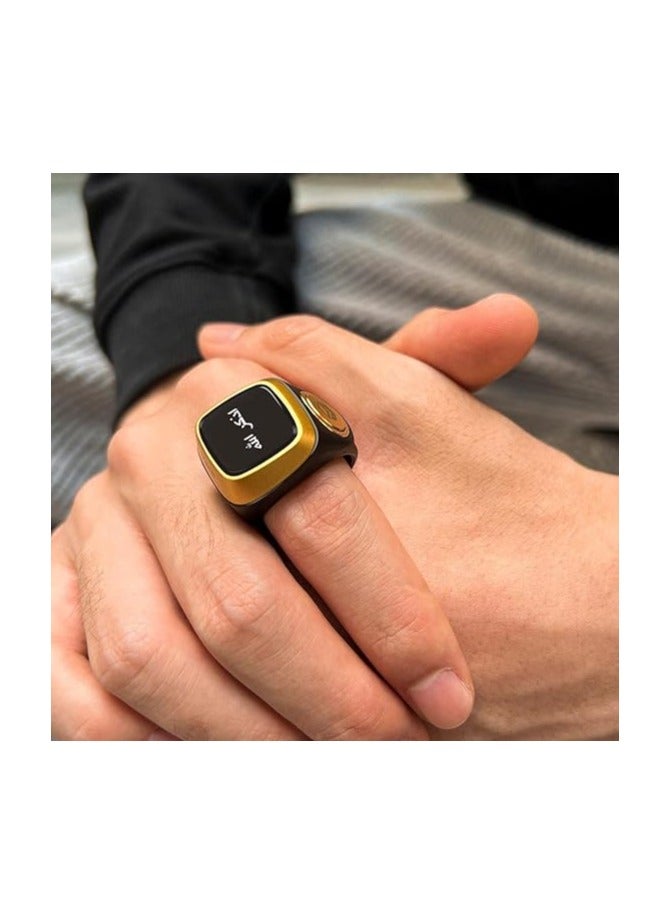 Smart Tasbih Zikr lite Ring, Muslim Prayer, Prayer timing reminder, OLED display Tasbih Counter, Smart Ring, Waterproof- Black 20mm.