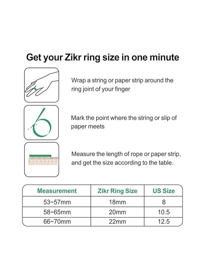 Smart Tasbih Zikr lite Ring, Muslim Prayer, Prayer timing reminder, OLED display Tasbih Counter, Smart Ring, Waterproof- Black 20mm.