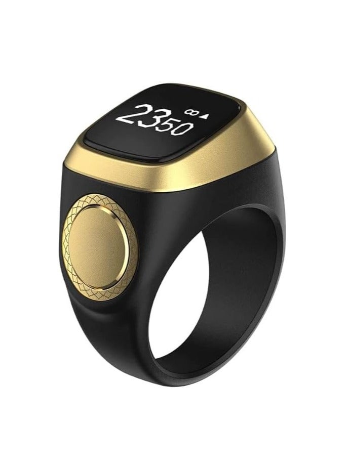 Smart Tasbih Zikr lite Ring, Muslim Prayer, Prayer timing reminder, OLED display Tasbih Counter, Smart Ring, Waterproof- Black 20mm.