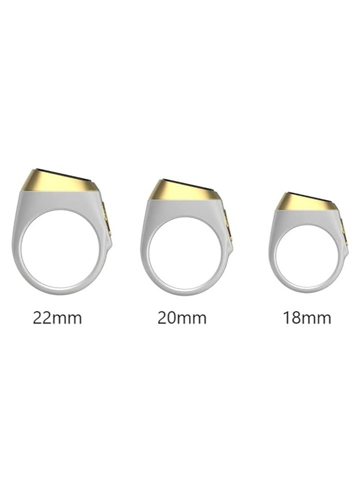 Smart Tasbih Zikr lite Ring, Muslim Prayer, Prayer timing reminder, OLED display Tasbih Counter, Smart Ring, Waterproof- White 20mm.