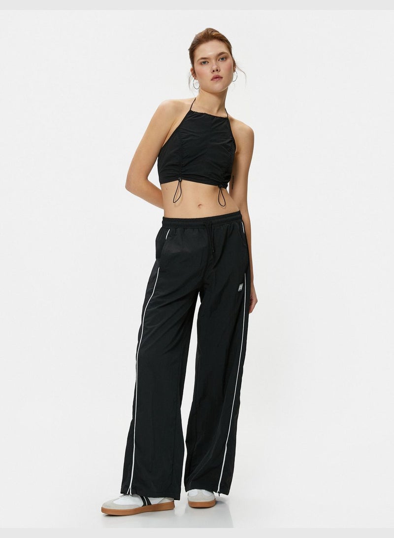 Stoper Detail Halter Neck Crop Parachute Top