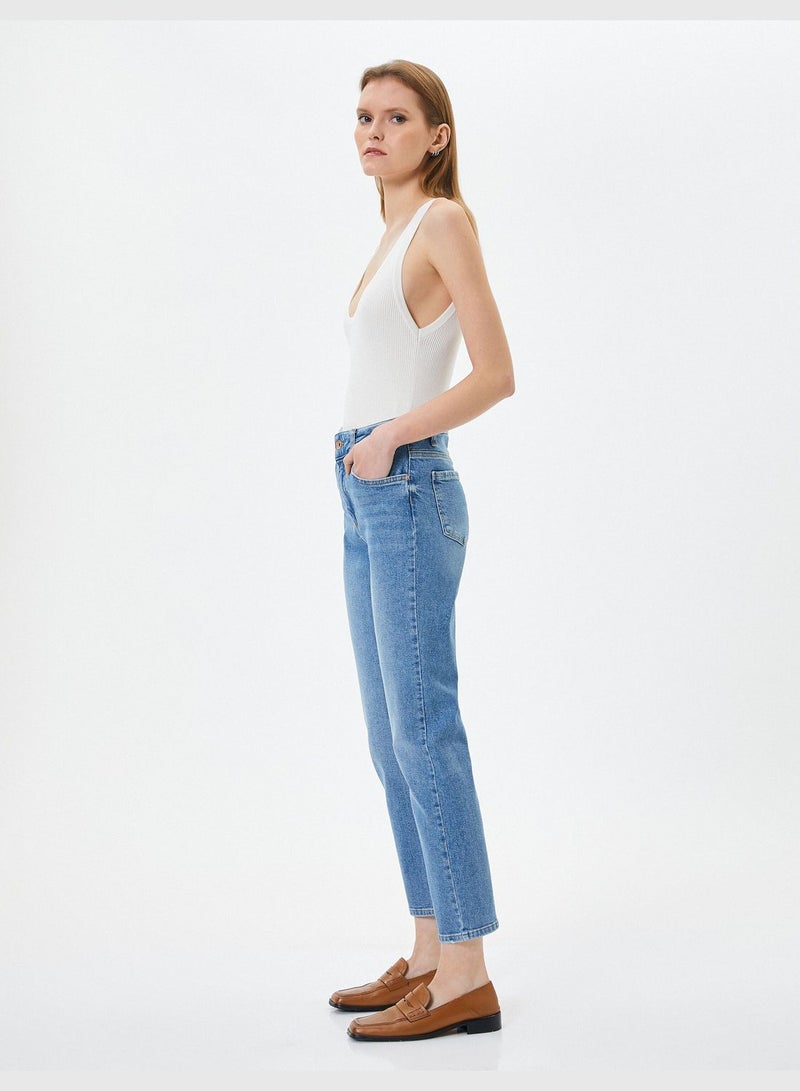 Slim Straight Jean Standard Waist Comfort Stretch Cotton Pockets - Eve Slim Jean