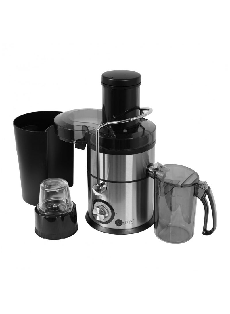 Japan 4 in 1 Juicer 2 Speed Settings 1.5 Liter Capacity Pulse Function Pulp Container Glass Blender With Meat Chopper & Grinder Jar G-Mark ESMA RoHS And CB Certified 1.5 L 800 W AF-800JCBK Black