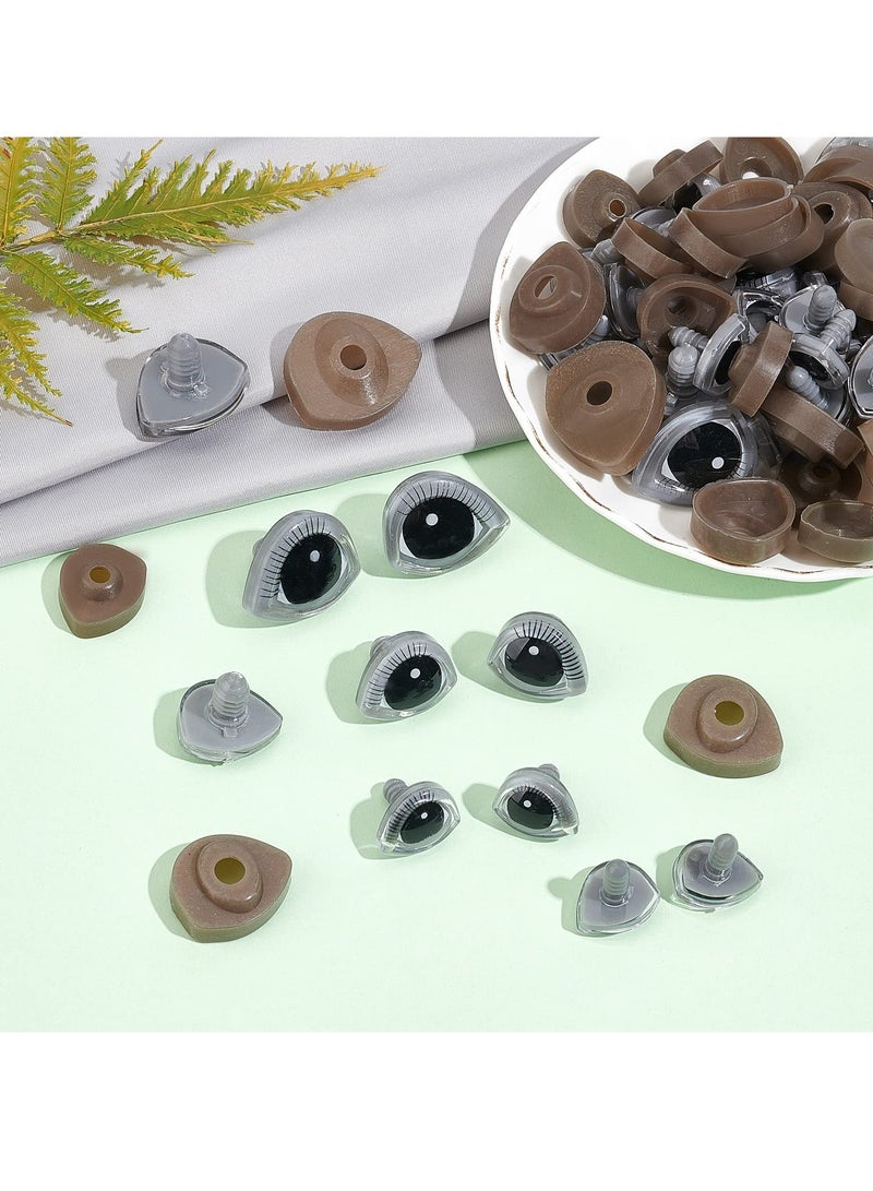 3D Safety Eyes 3 Sizes Crafts with Eyelash Washers Bear Dog Cats Plastic Stuffed Crochet for Amigurumi Plush Animal Making 40 Sets