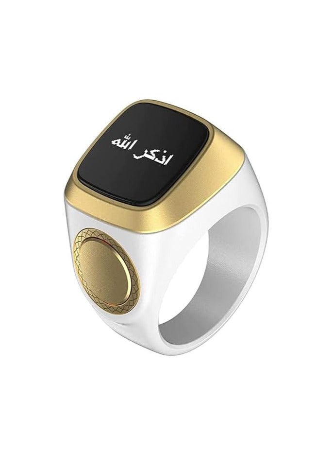 Smart Tasbih Zikr lite Ring, Muslim Prayer, Prayer timing reminder, OLED display Tasbih Counter, Smart Ring, Waterproof- White 22mm.