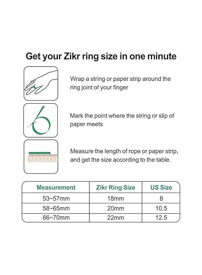 Smart Tasbih Zikr lite Ring, Muslim Prayer, Prayer timing reminder, OLED display Tasbih Counter, Smart Ring, Waterproof- White 22mm.