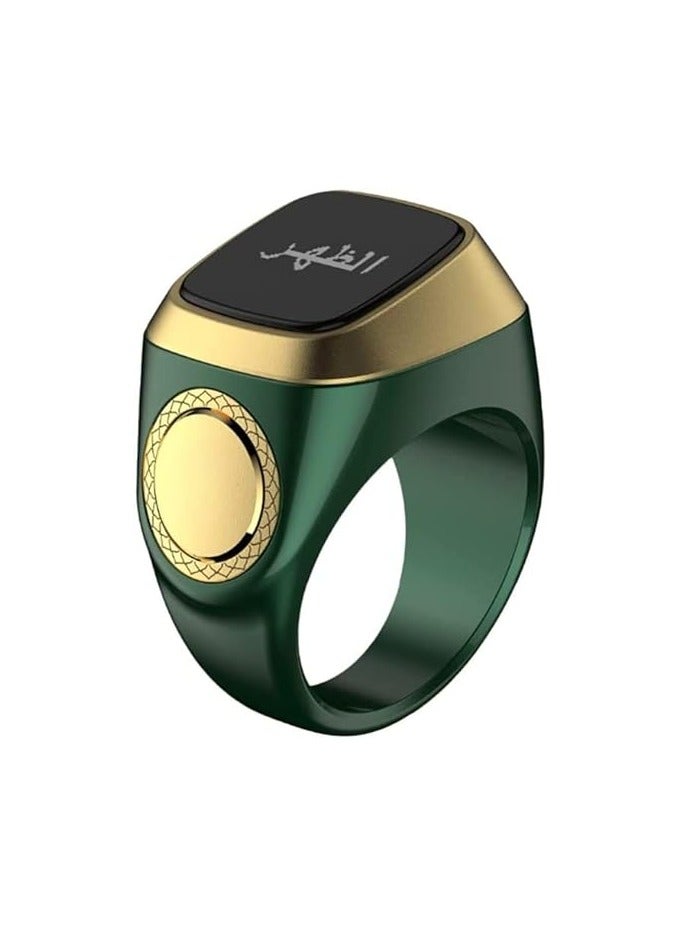 Smart Tasbih Zikr lite Ring, Muslim Prayer, Prayer timing reminder, OLED display Tasbih Counter, Smart Ring, Waterproof- Green 22mm.