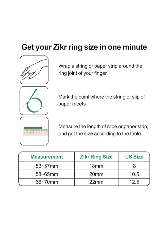 Smart Tasbih Zikr lite Ring, Muslim Prayer, Prayer timing reminder, OLED display Tasbih Counter, Smart Ring, Waterproof- Green 22mm.