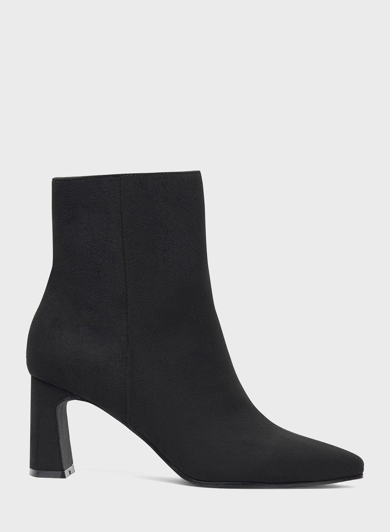 Pointed Toe Mid Heel Ankle Boots