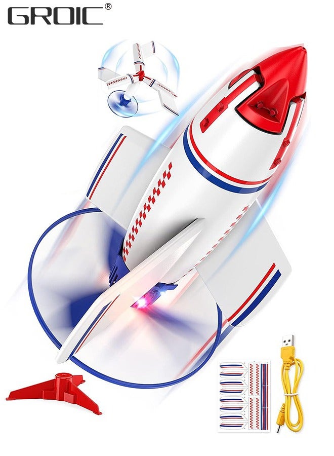 Electric Rocket Launcher Toy for Kids, Rechargeable Rocketship Toy with Safe Landing Propellers, Ultra High-Flying Rocket, STEM Outer Space Toys,Eco-Friendly Rocket Toy