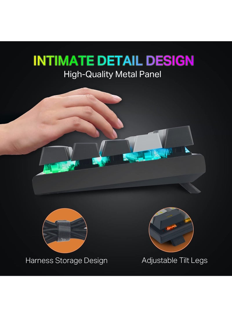 Z-11 RGB Backlit Wired Mechanical Gaming Keyboard, Red Switches, Compact 61 Key Keyboard for Windows Mac OS Gray Black