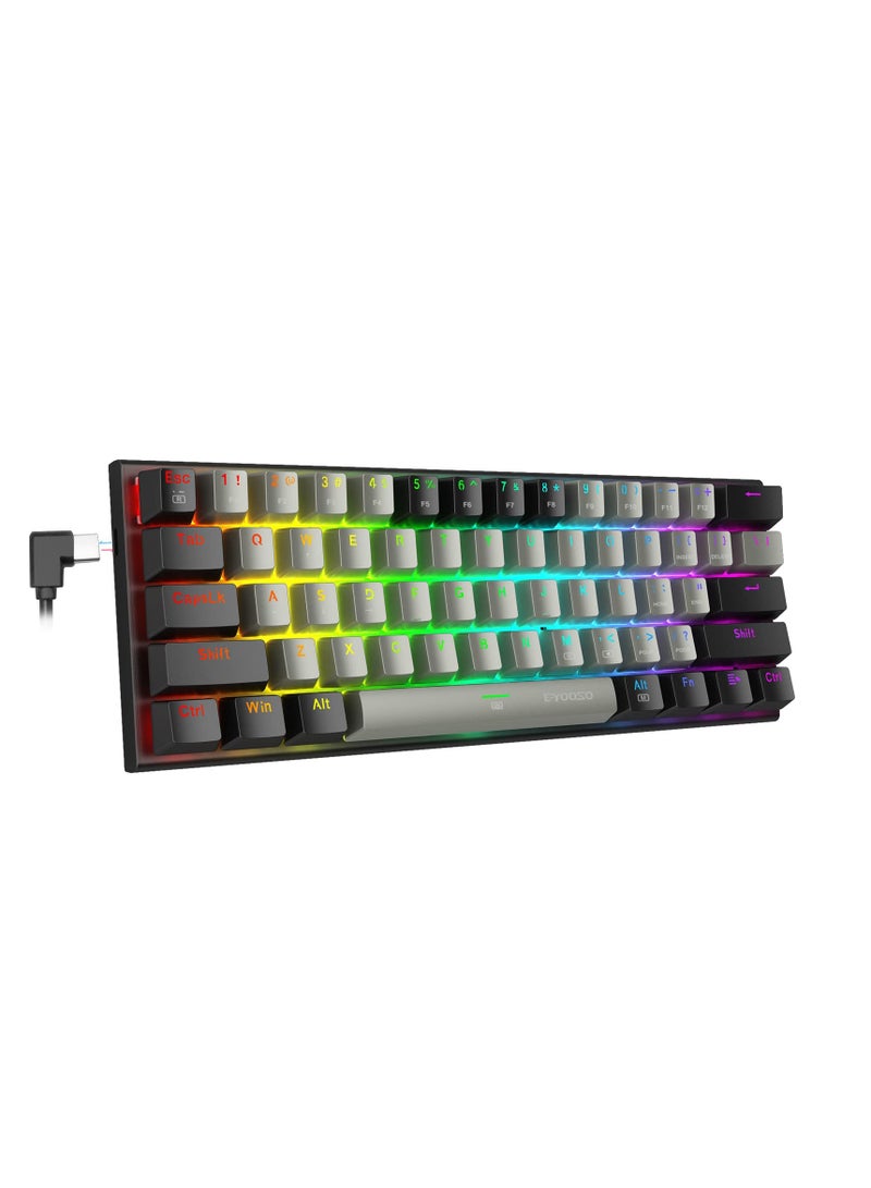 Z-11 RGB Backlit Wired Mechanical Gaming Keyboard, Red Switches, Compact 61 Key Keyboard for Windows Mac OS Gray Black