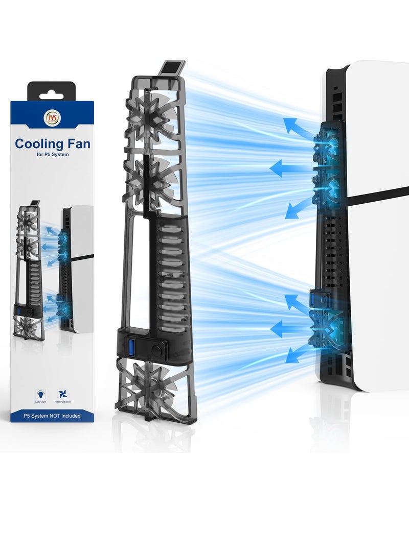 Cooling Fan for PS5 Slim Cooler Fan with RGB LED Light and USB Port for PlayStation 5 Slim Disc Edition and Digital Edition