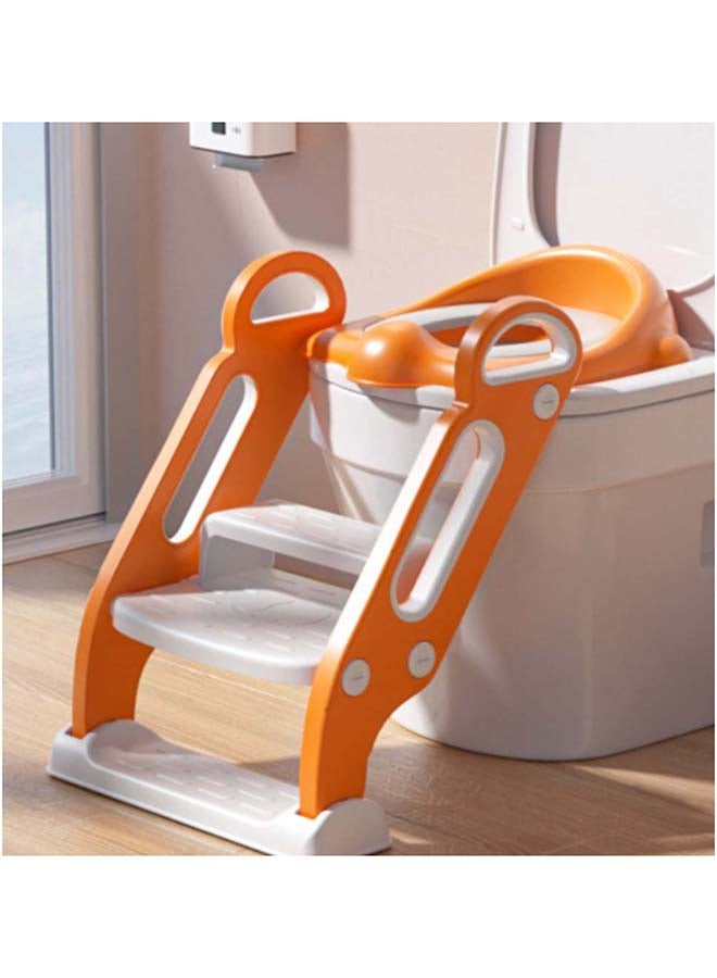 Potty Training Seat with Ladder - Safe and Comfortable Toddler Toilet Seat with Step Stool, Foldable, Non-Slip, Easy to Clean, Orange