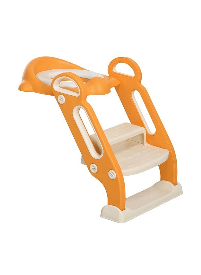 Potty Training Seat with Ladder - Safe and Comfortable Toddler Toilet Seat with Step Stool, Foldable, Non-Slip, Easy to Clean, Orange