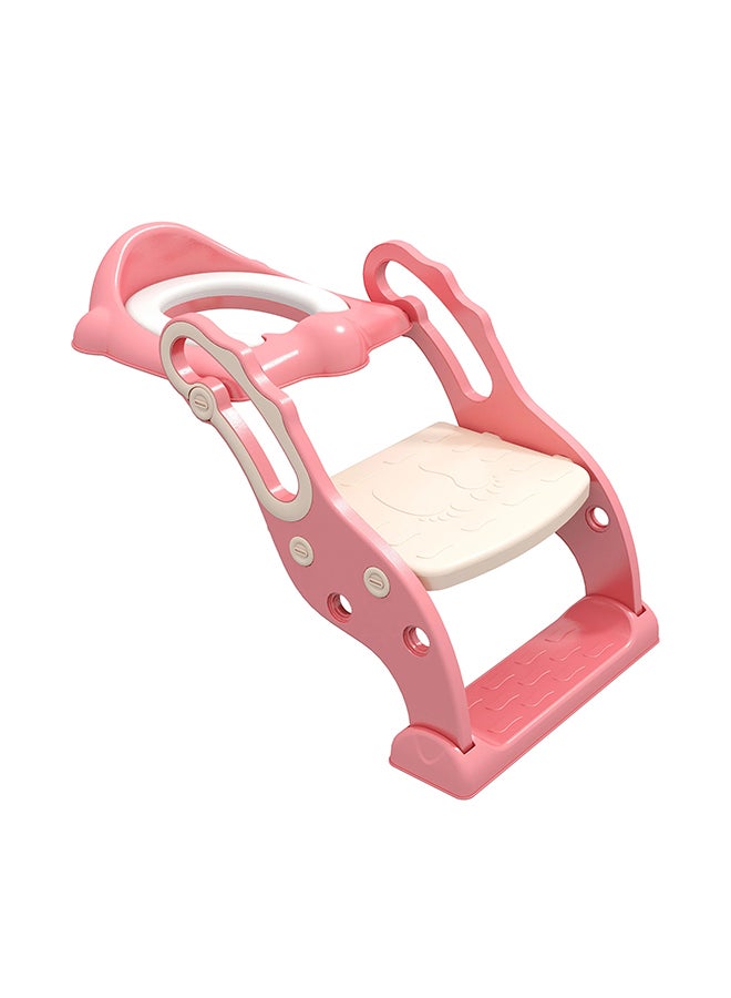 Potty Training Seat with Ladder - Safe and Comfortable Toddler Toilet Seat with Step Stool, Foldable, Non-Slip, Easy to Clean, Pink