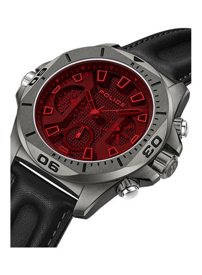 Men's Chronograph Round Shape Leather Wrist Watch PEWJF0022502 - 46 Mm