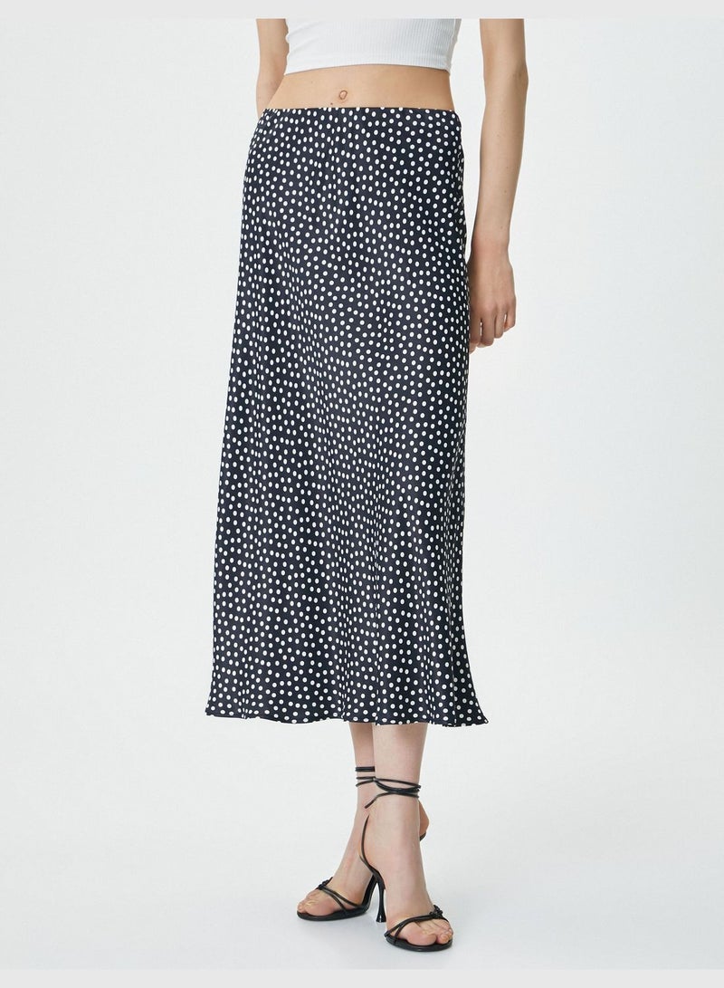 Polka Dot Midi Skirt Viscose