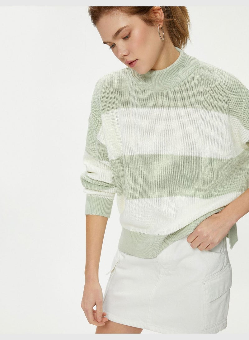 Knit Sweater High Neck Long Sleeve