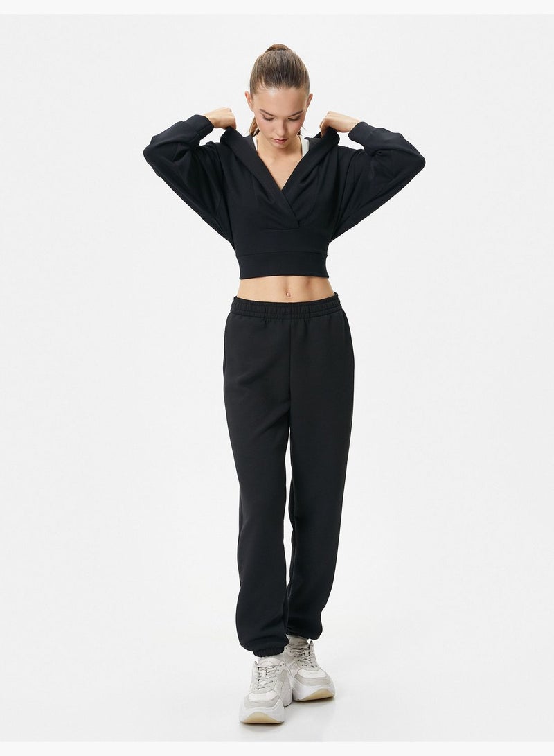 Sport Jogger Sweatpants Basic High Rise Relax Fit Pockets