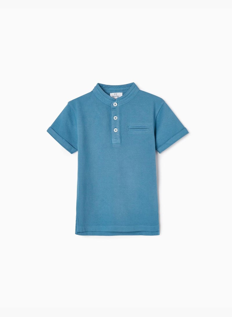 Zippy Cotton Polo Shirt With Mao Collar For Boys