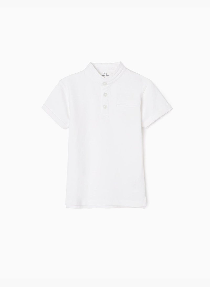 Zippy Cotton Polo Shirt With Mao Collar For Boys