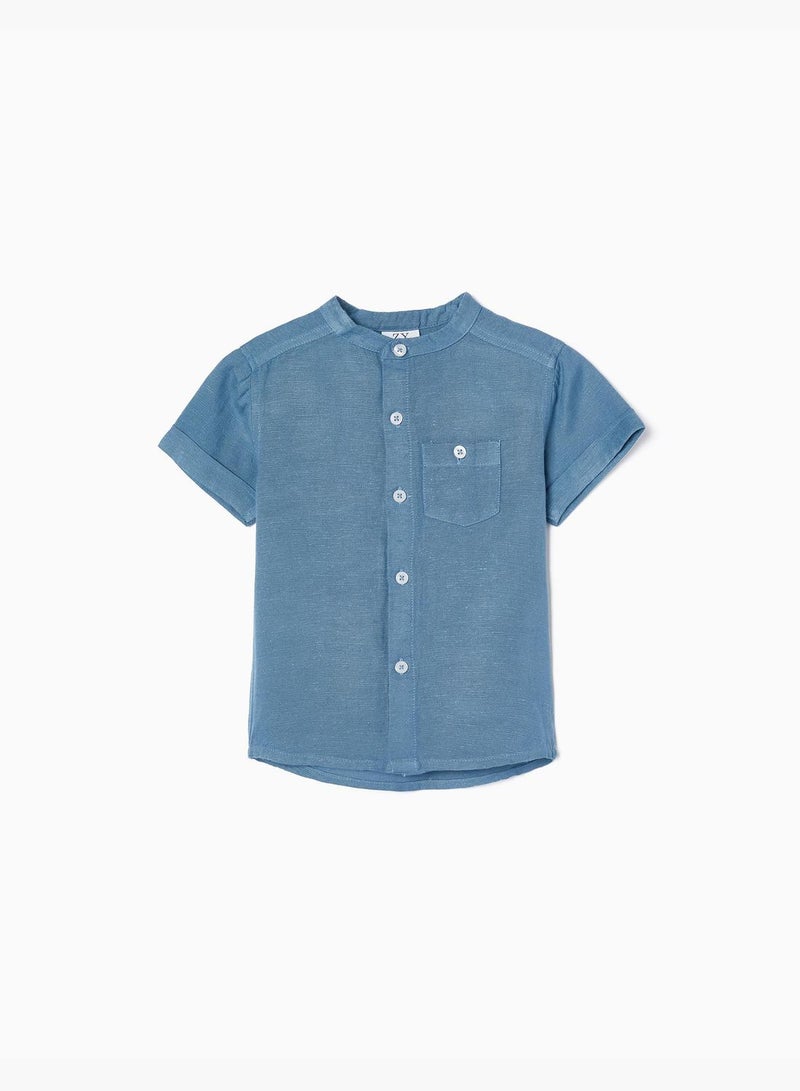 Zippy Short Sleeve Shirt With Mao Collar For Baby Boys