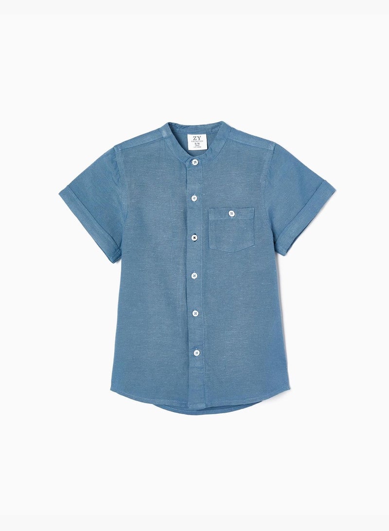Zippy Short Sleeve Shirt With Mao Collar For Boys