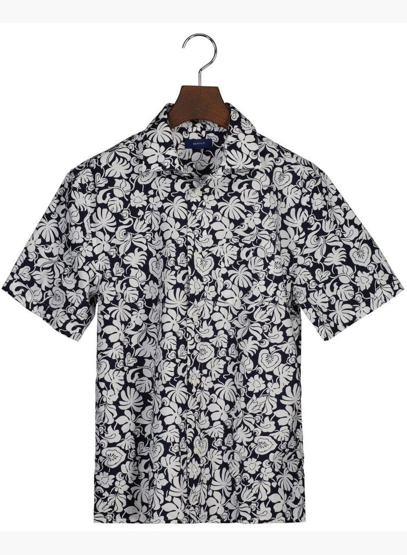 Gant Teen Boys Tropical Leaves Print Short Sleeve Shirt