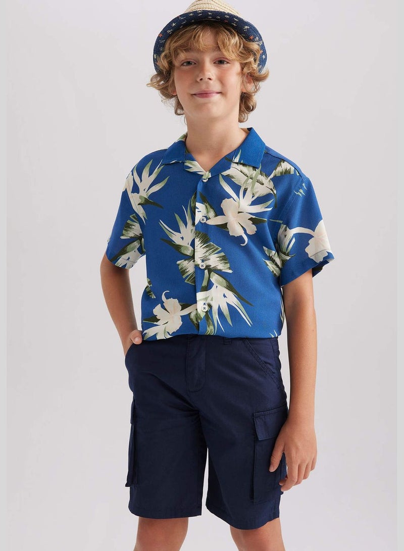Boy Oversize Fit Short Sleeve Woven Short Sleeve Shirt