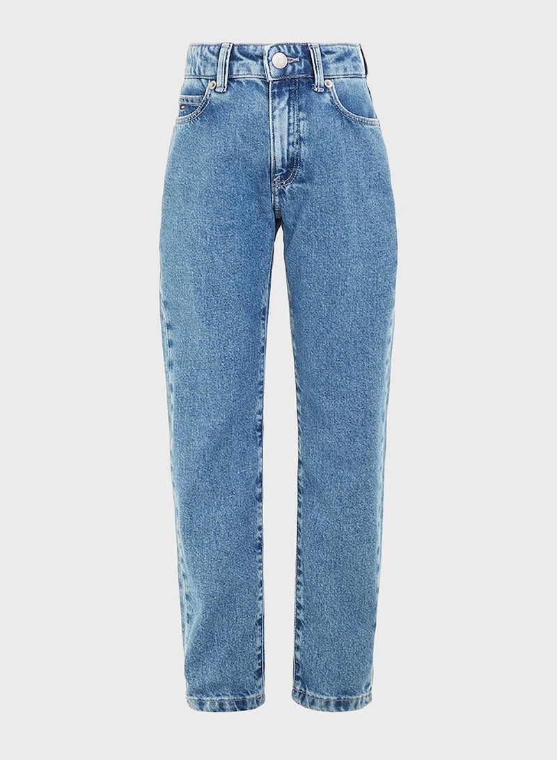 Youth Mid Wash Straight Fit Jeans