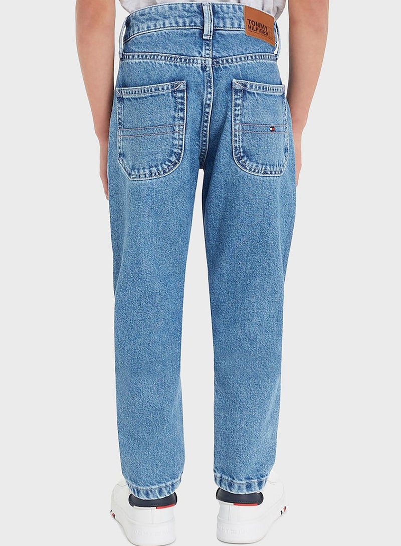 Youth Mid Wash Straight Fit Jeans