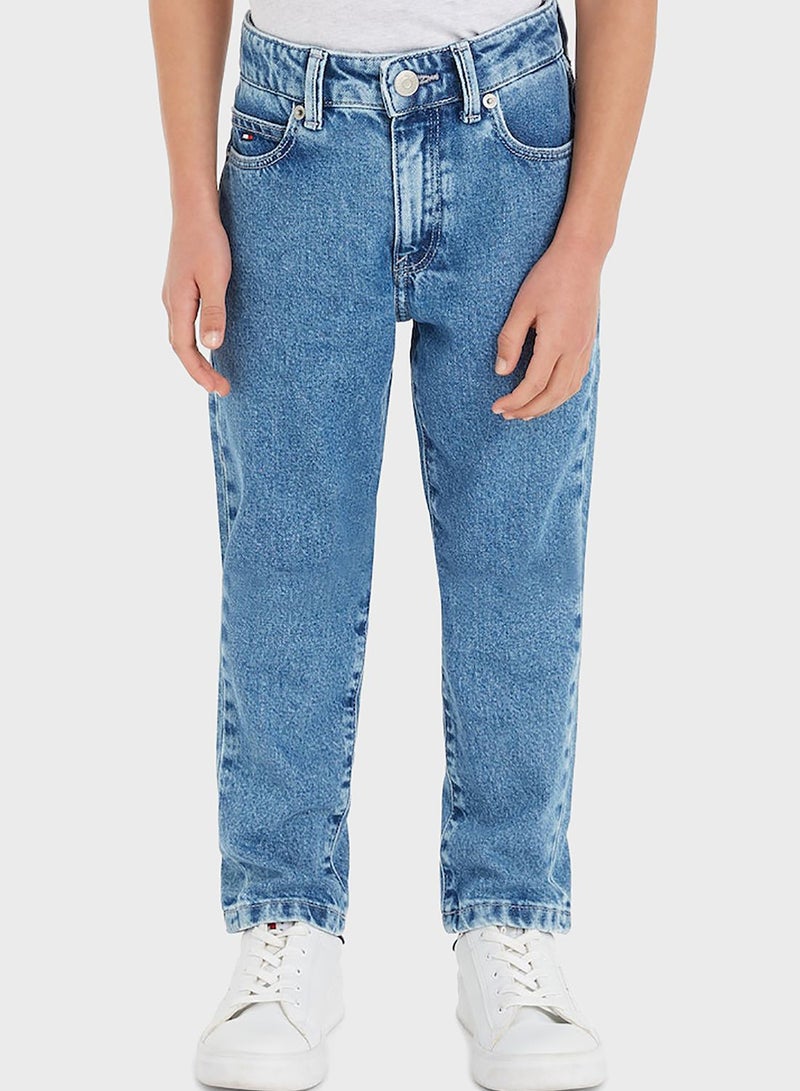 Youth Mid Wash Straight Fit Jeans