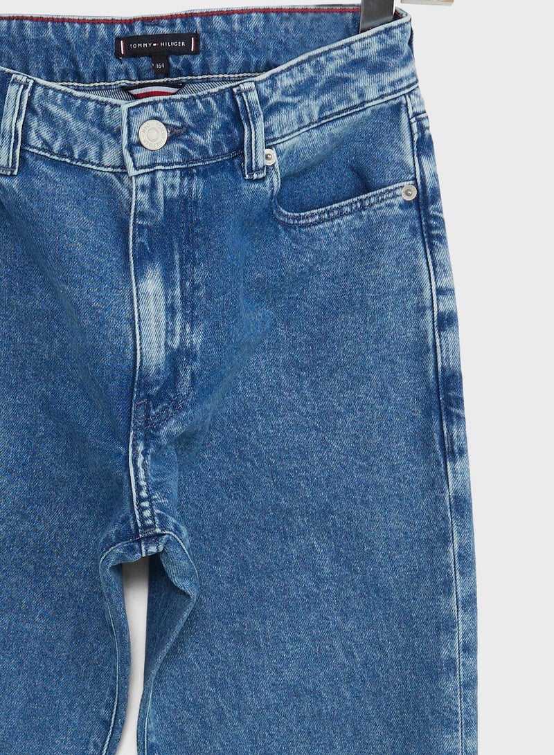 Kids Mid Wash Straight Fit Jeans