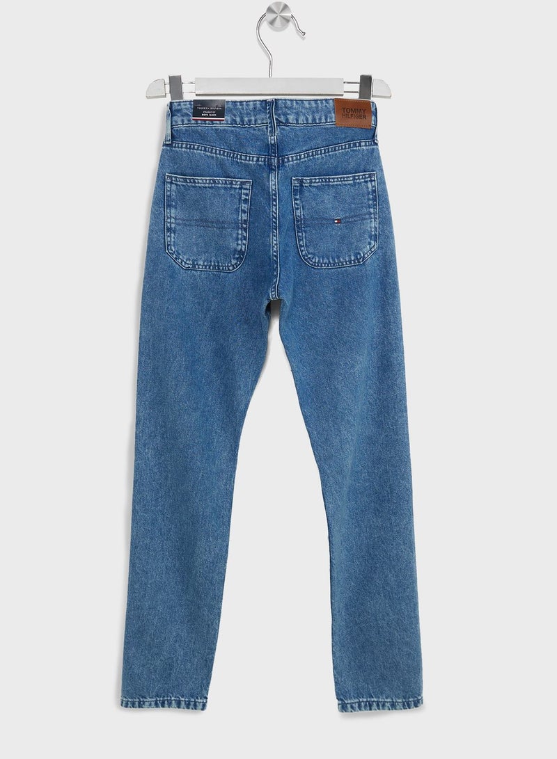 Kids Mid Wash Straight Fit Jeans