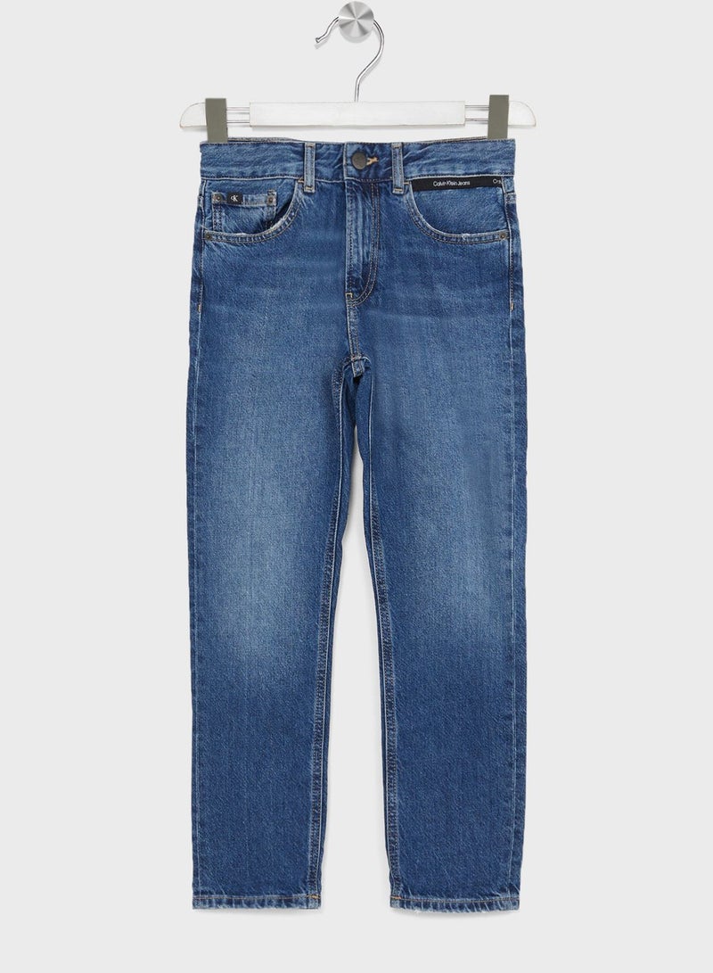 Kids Mid Wash Straight Fit Jeans