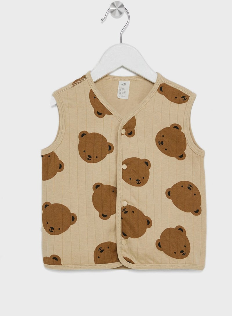 Infant Bear Print Quilted Jersey Gilet