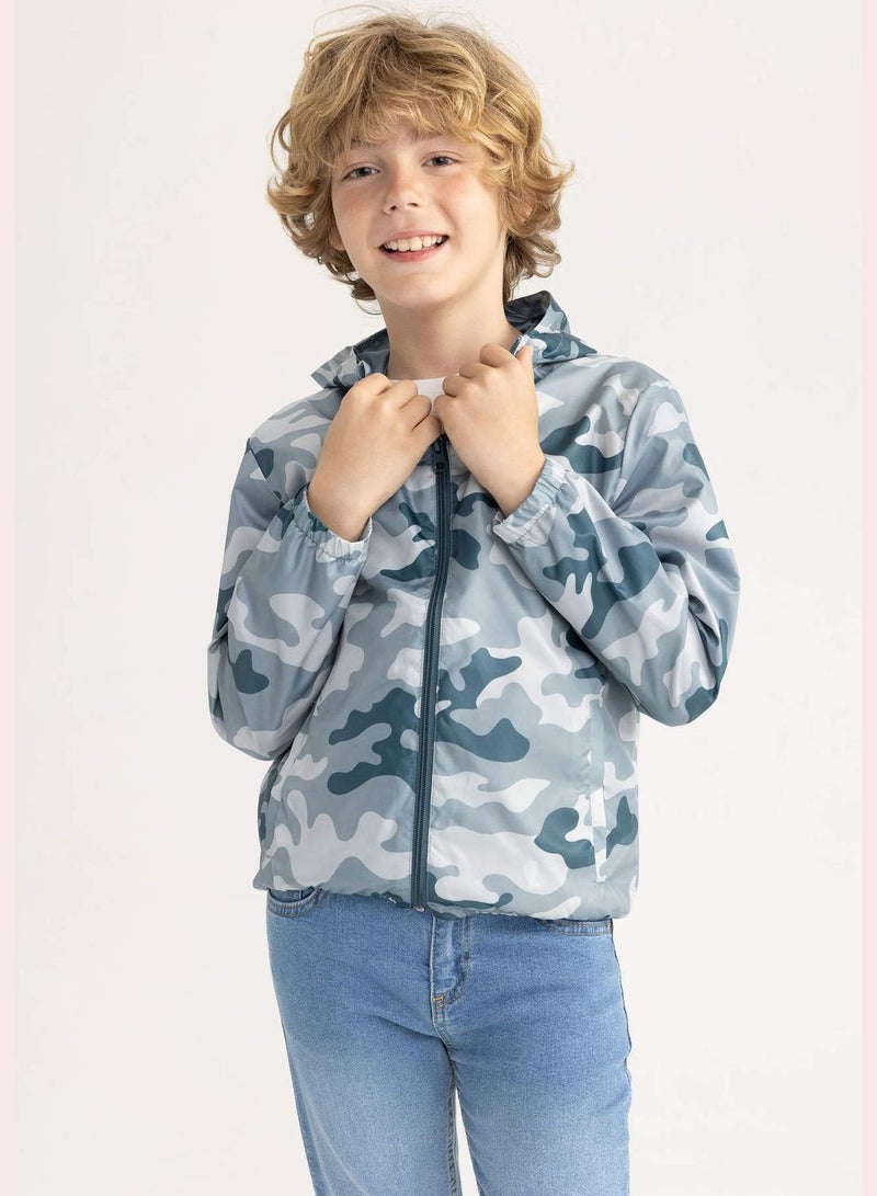 Boy Hooded Long Sleeve Raincoat