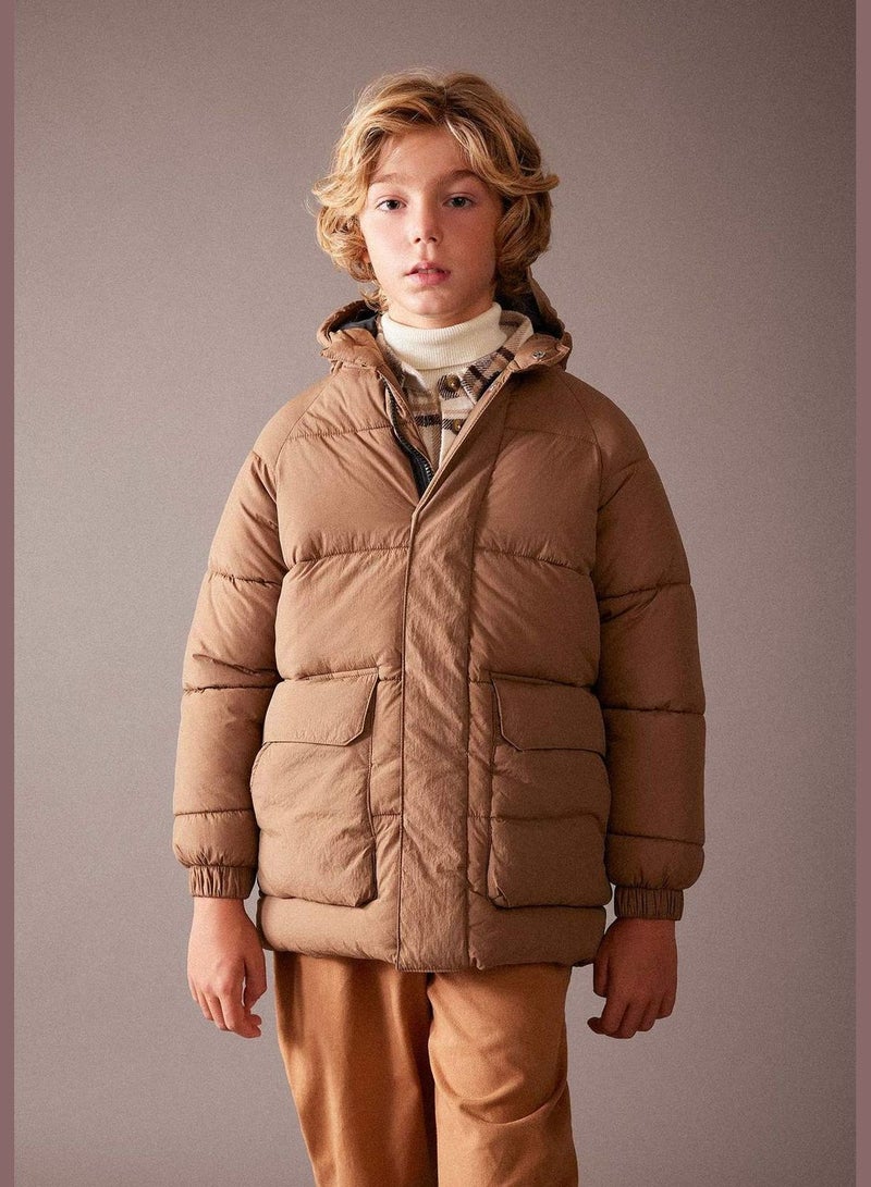 Boy Water-Repellent Coat Hooded Long Sleeve