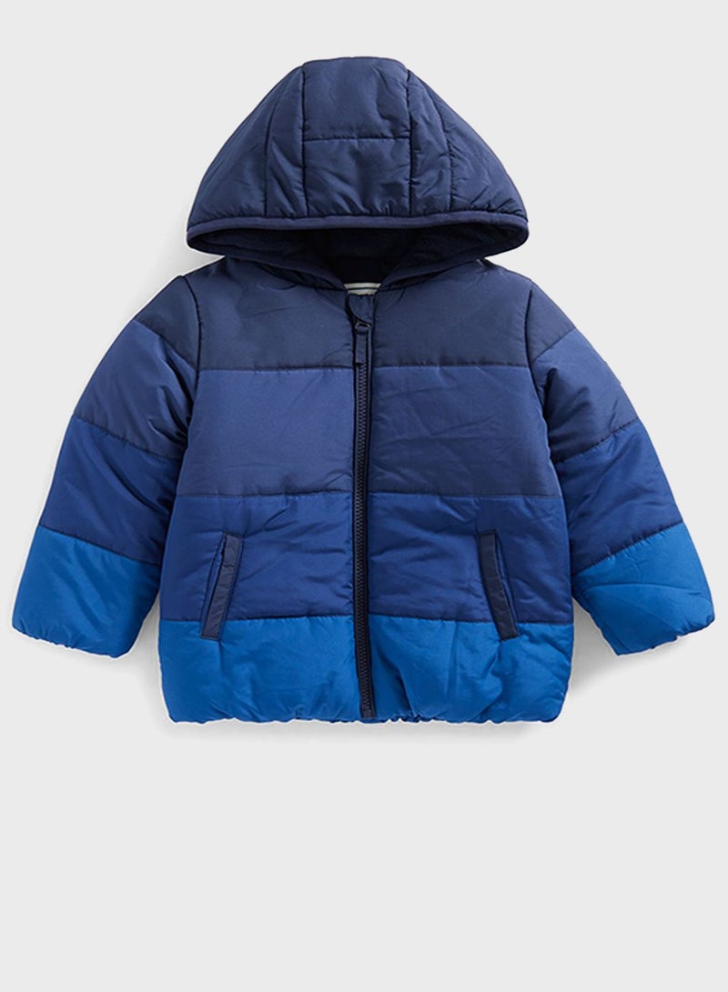 Infant Hooded Color Block Puffer Jacket