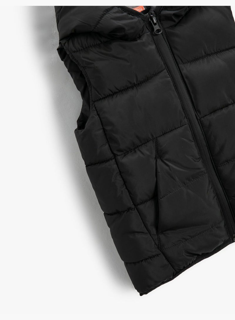 Puffer Hooded Vest Fleece-Lined