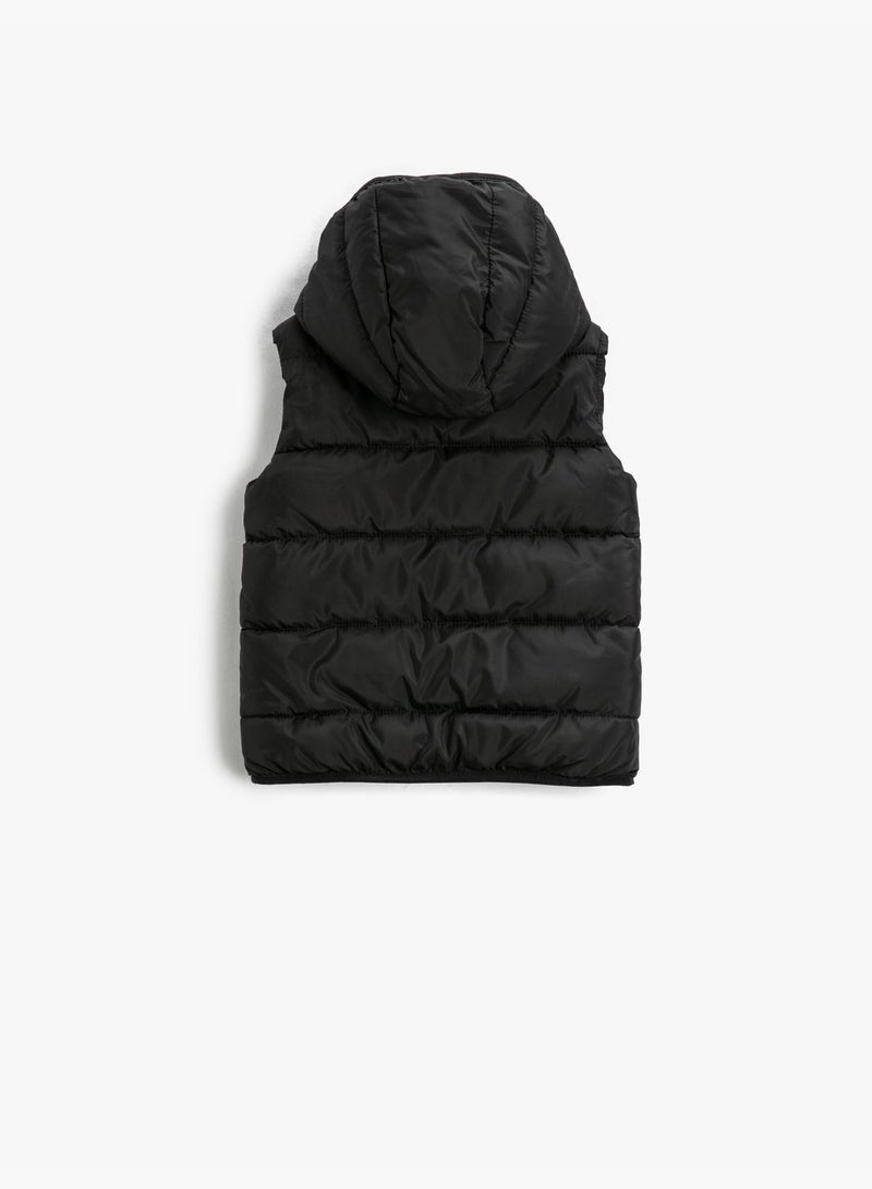 Puffer Hooded Vest Fleece-Lined