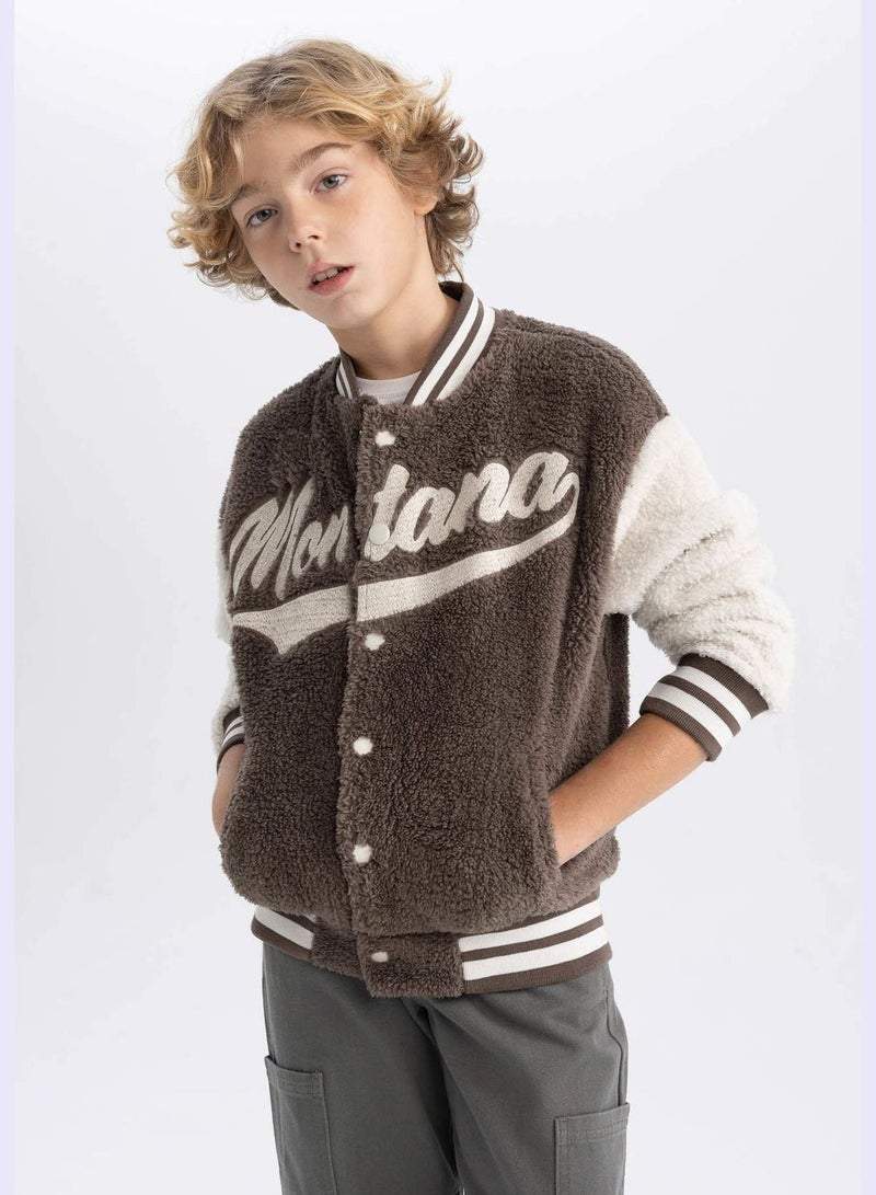 Boy Oversize Fit Crew Neck Long Sleeve Knitted Cardigan