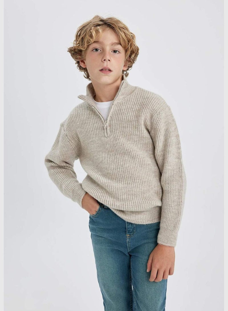 Boy Half Zip Long Sleeve Tricot Pullover
