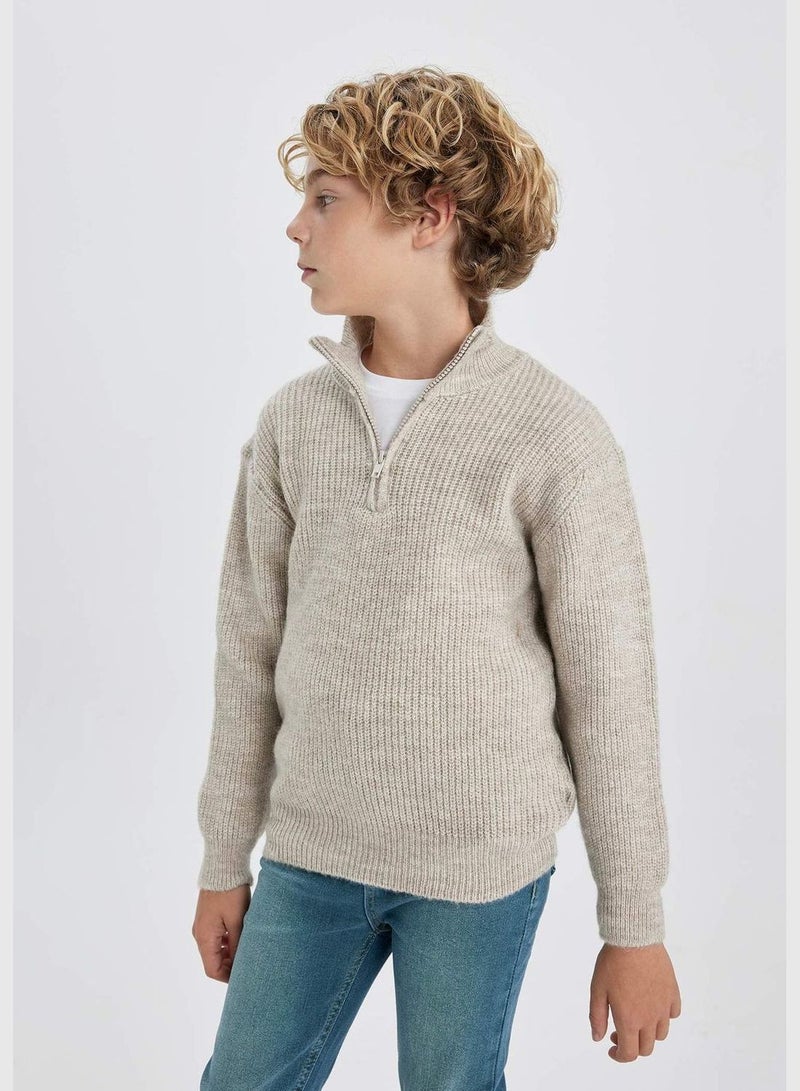 Boy Half Zip Long Sleeve Tricot Pullover