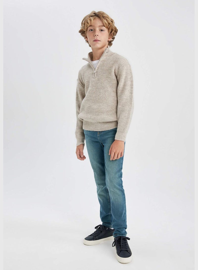 Boy Half Zip Long Sleeve Tricot Pullover