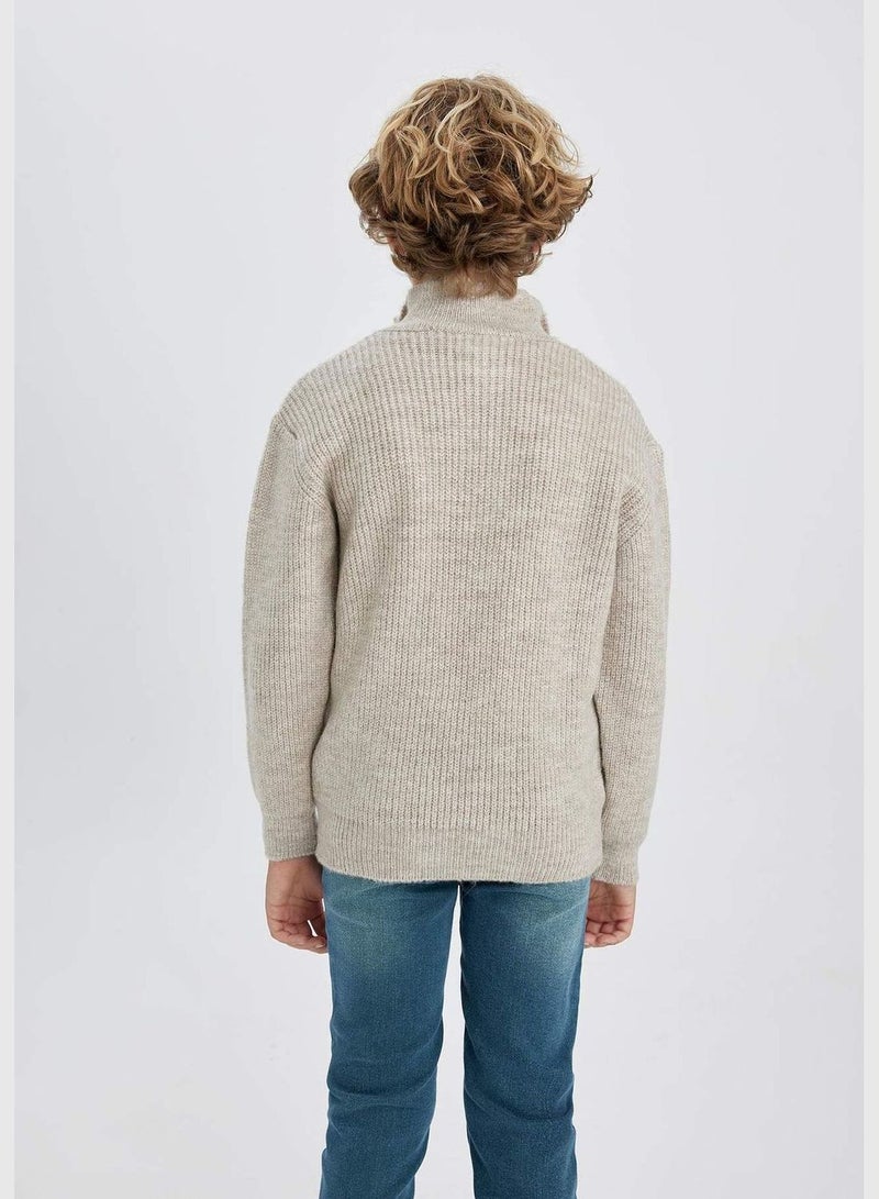 Boy Half Zip Long Sleeve Tricot Pullover