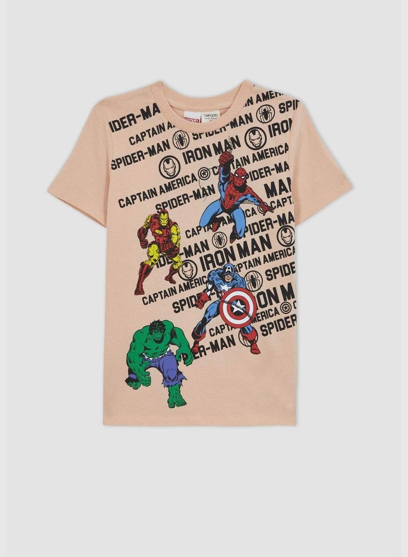 Boy Marvel Licenced Crew Neck Short Sleeve Knitted Pyjamas