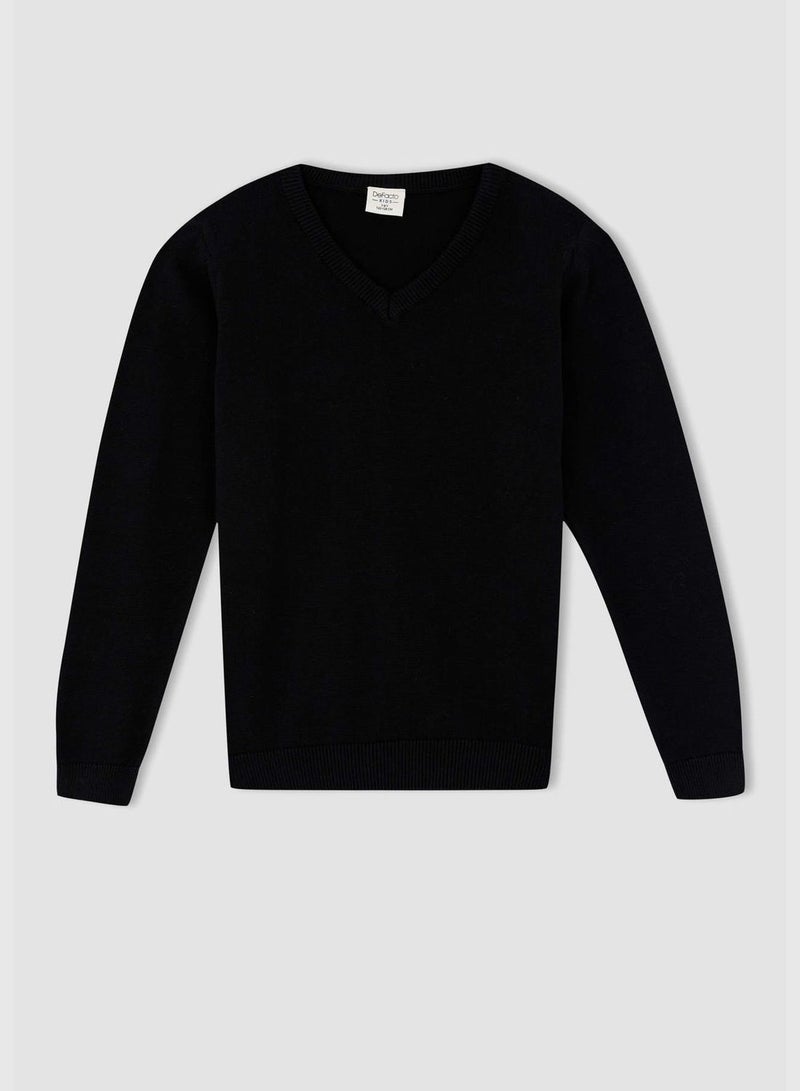 Slim Fit V-Neck Knitted Jumper